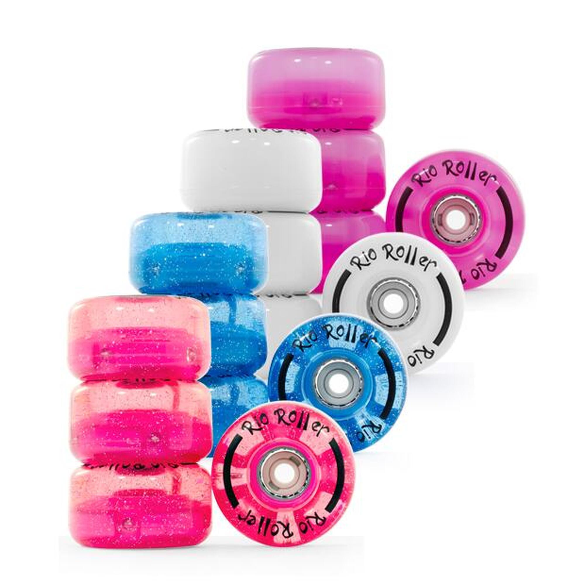 Rio Roller Light Up Roți Role Quad Pachet 4 buc - 58mm - Alb
