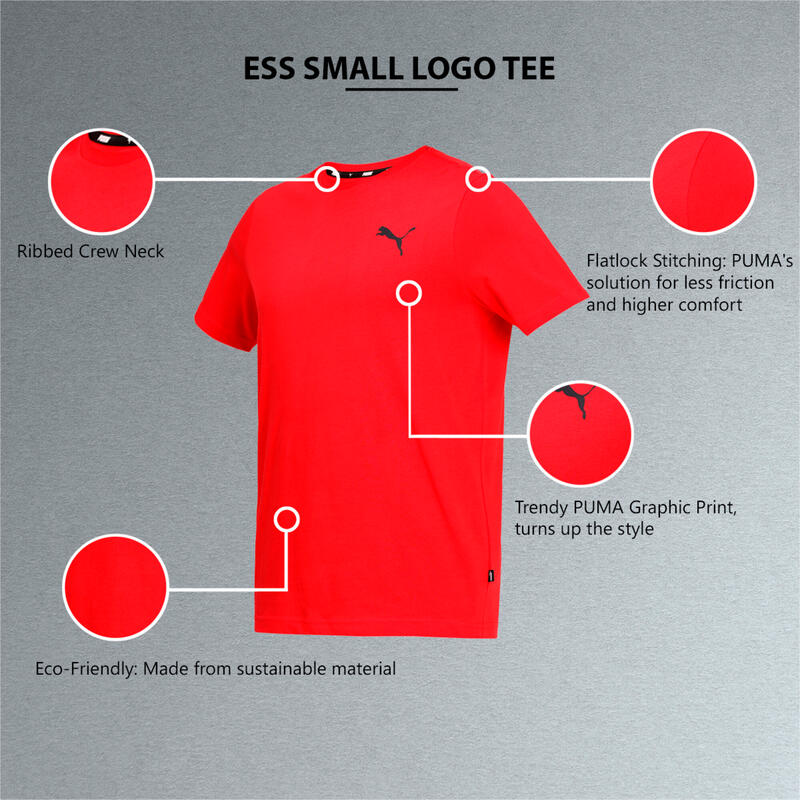 Essentials T-shirt heren met klein logo PUMA High Risk Red Cat