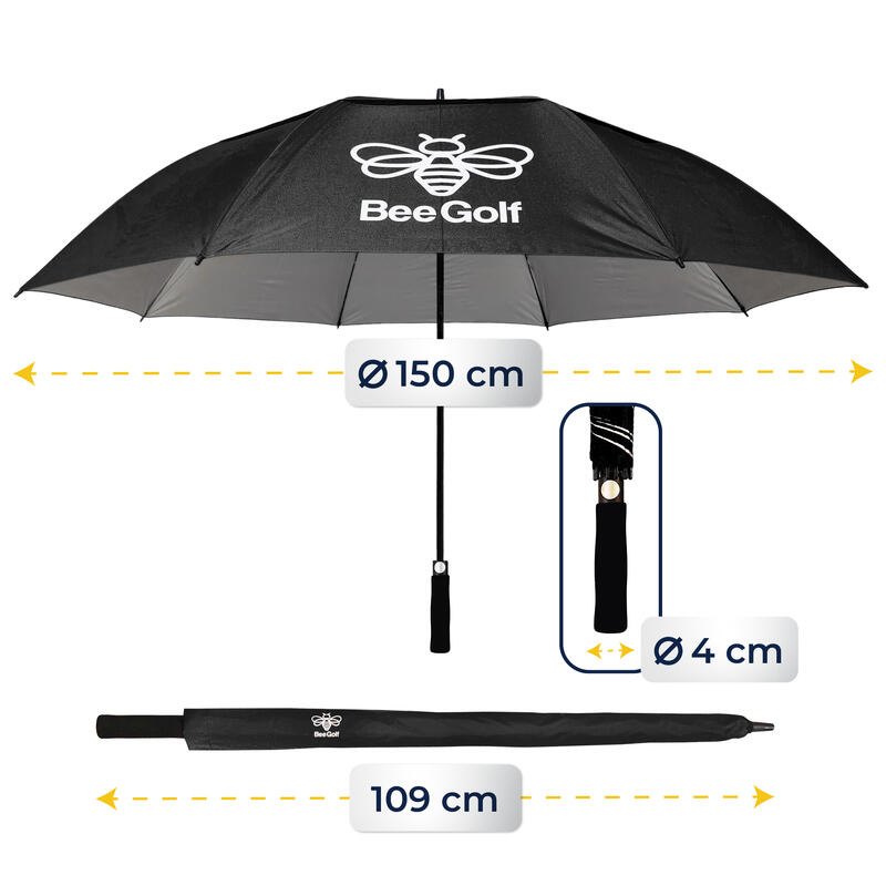 Paraguas de golf Beegolf grande negro.