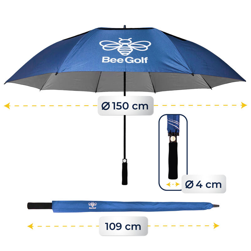 Paraguas de golf Beegolf grande azul marino.