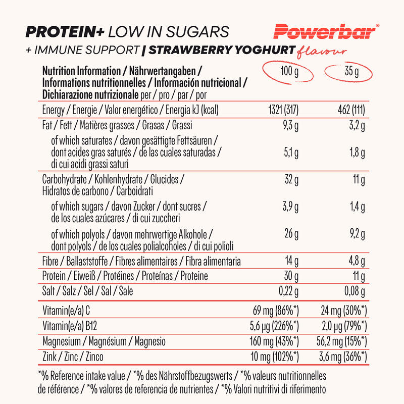 Powerbar Protein Plus Low Sugar Immune Support Strawberry Yoghurt 16x35g-Riegel