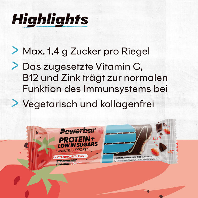 Powerbar Protein Plus Low Sugar Immune Support Strawberry Yoghurt 16x35g-Riegel