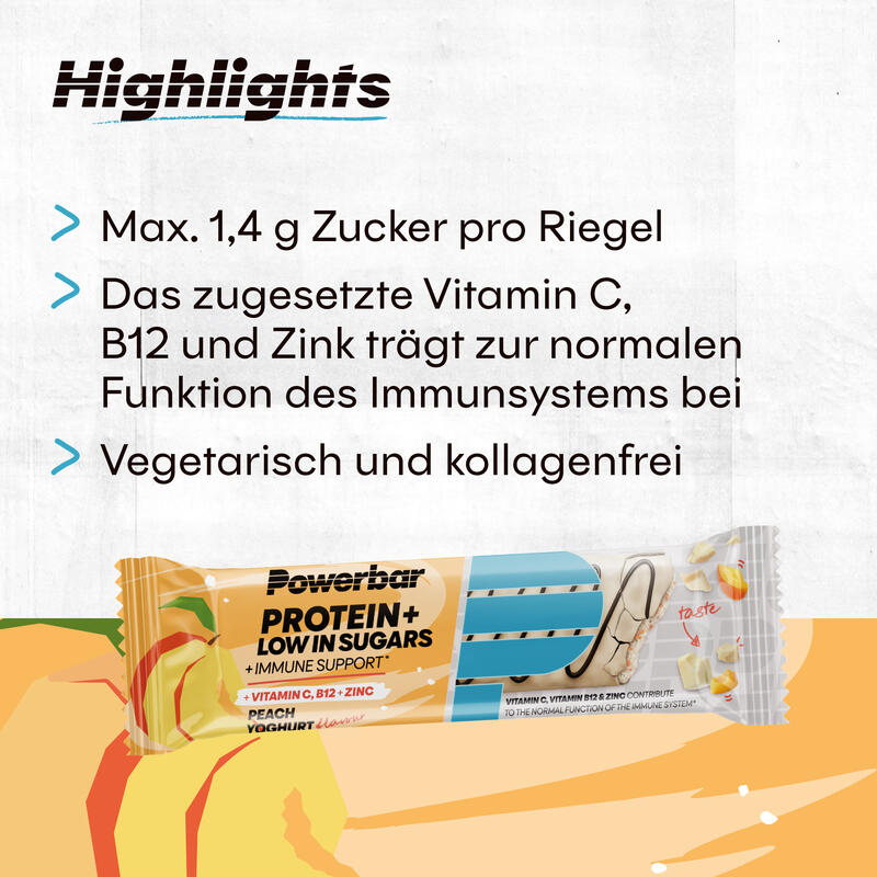 Powerbar Protein Plus Low Sugar Immune Support Peach Yoghurt 16x35g - Riegel