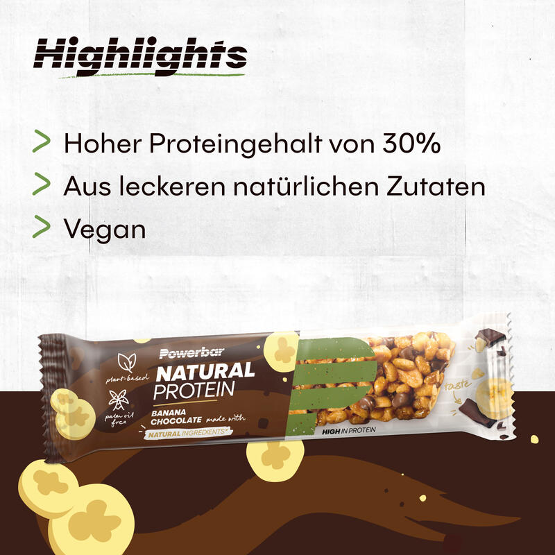 Powerbar Natural Protein Banana Chocolate 18x40g - Veganer Protein Riegel