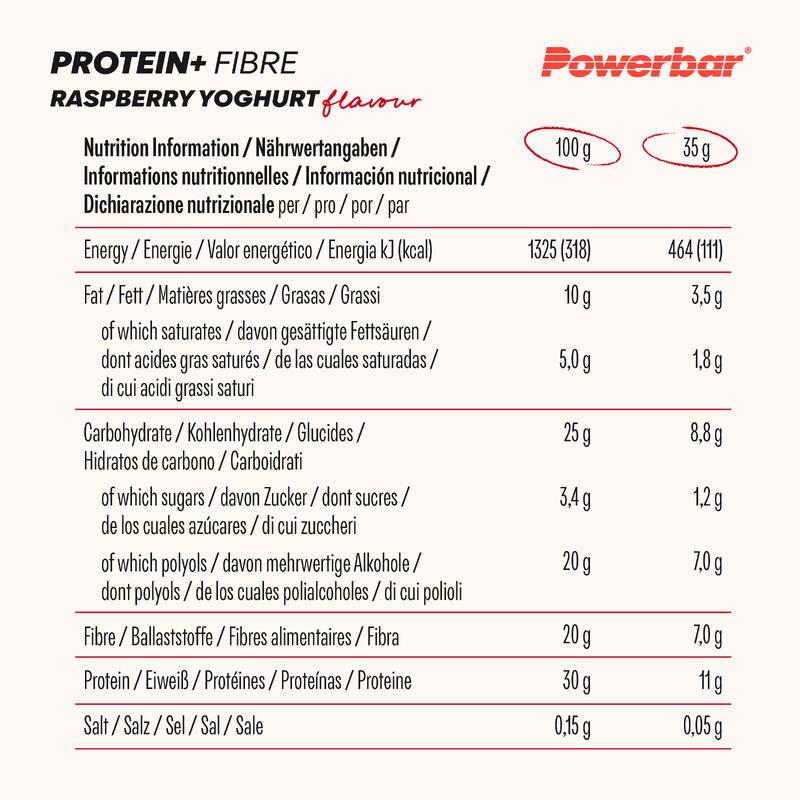 Powerbar Protein Plus Fibre Raspberry Yoghurt 16x35g - High Fibre Riegel