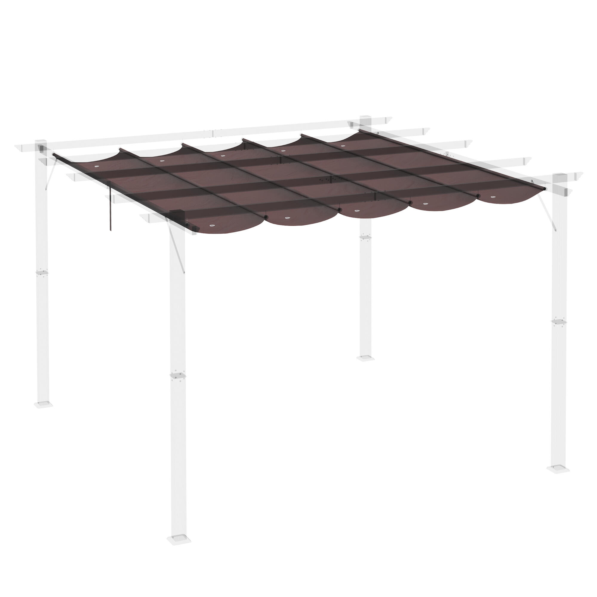 Cubierta para pérgola toldo retráctil Outsunny 250x255 cm café 4/7