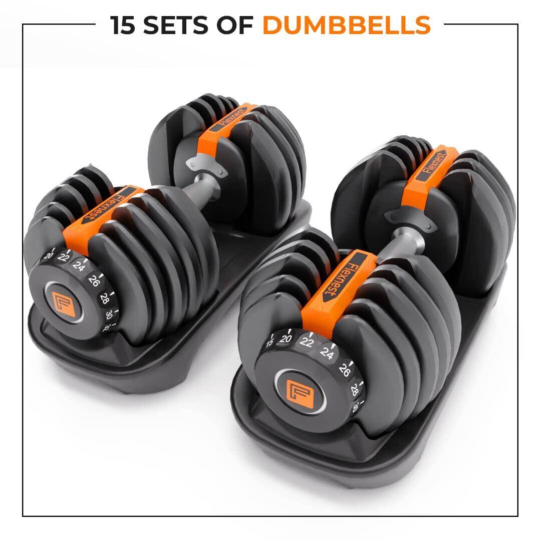 Flexnest Adjustable Iron Dumbbell Set for Home Gym Workout (5kg to 40kg) Set of 2 -  5