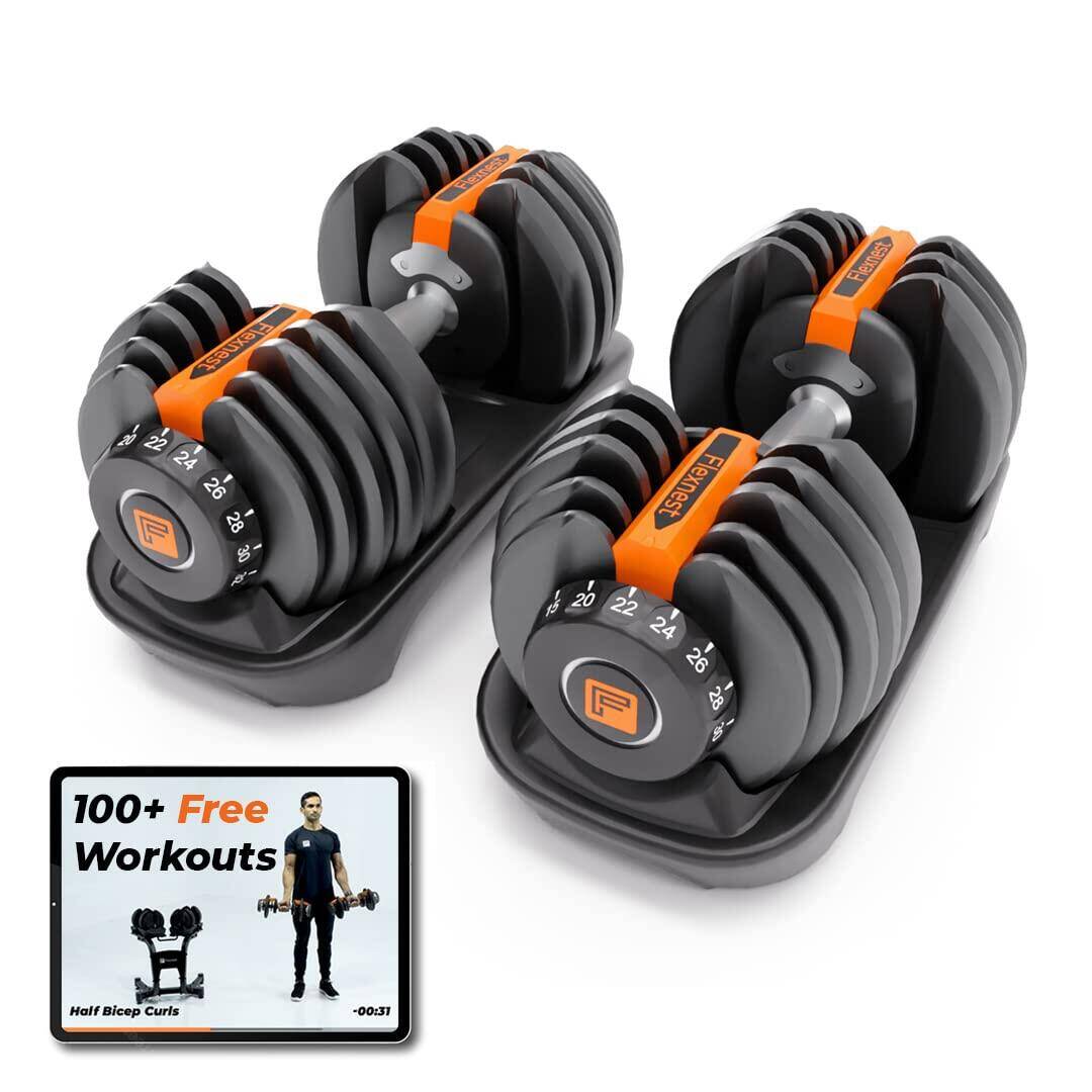 Flexnest Adjustable Iron Dumbbell Set for Home Gym Workout (5kg to 40kg) Set of 2 -  1