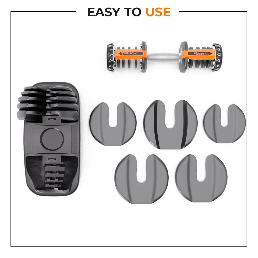 Flexnest Adjustable Iron Dumbbell Set for Home Gym Workout (5kg to 40kg) Set of 2 -  4