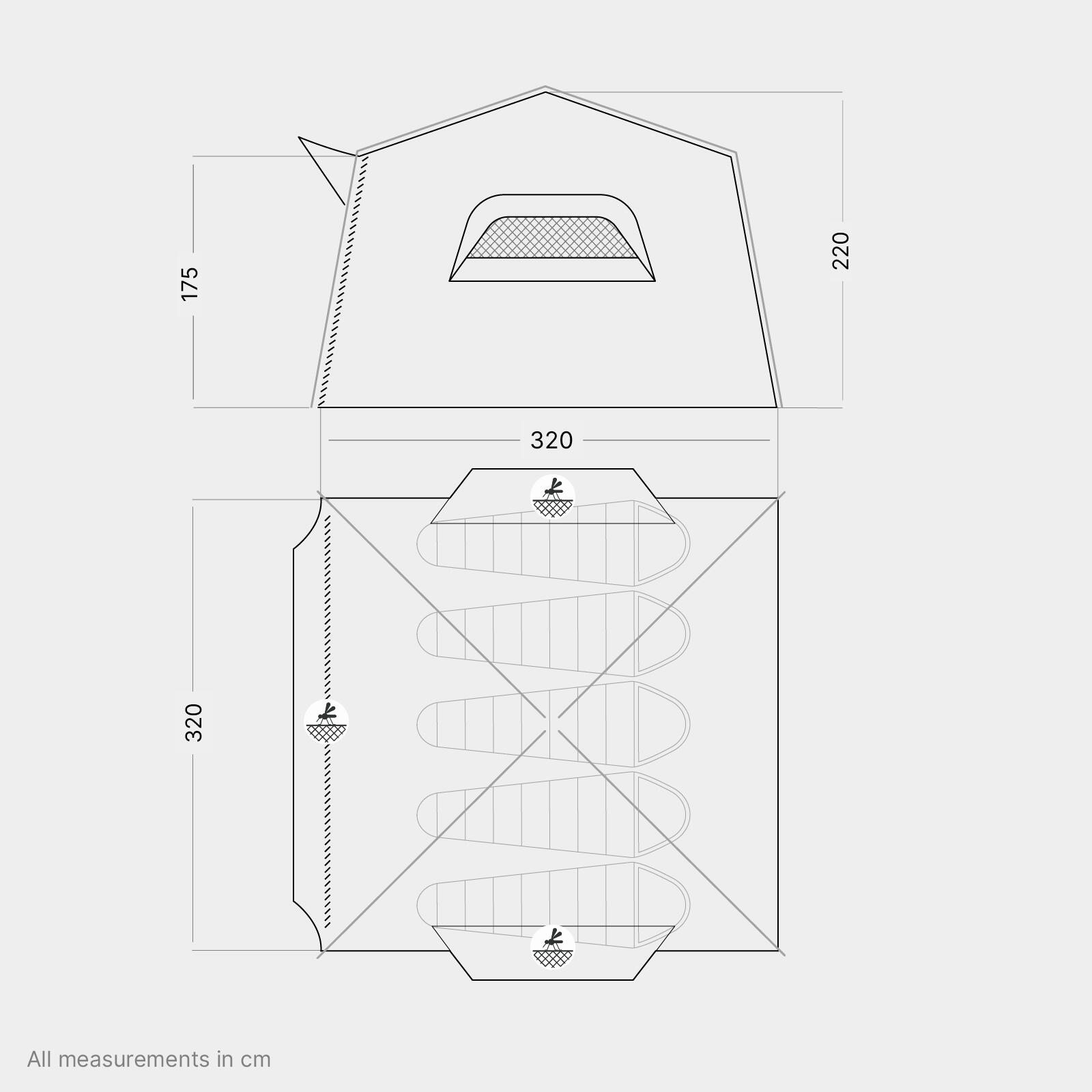 Tente de camping avec système Quick-Up - Villa L - 5 Places, sharkgrey 2/7