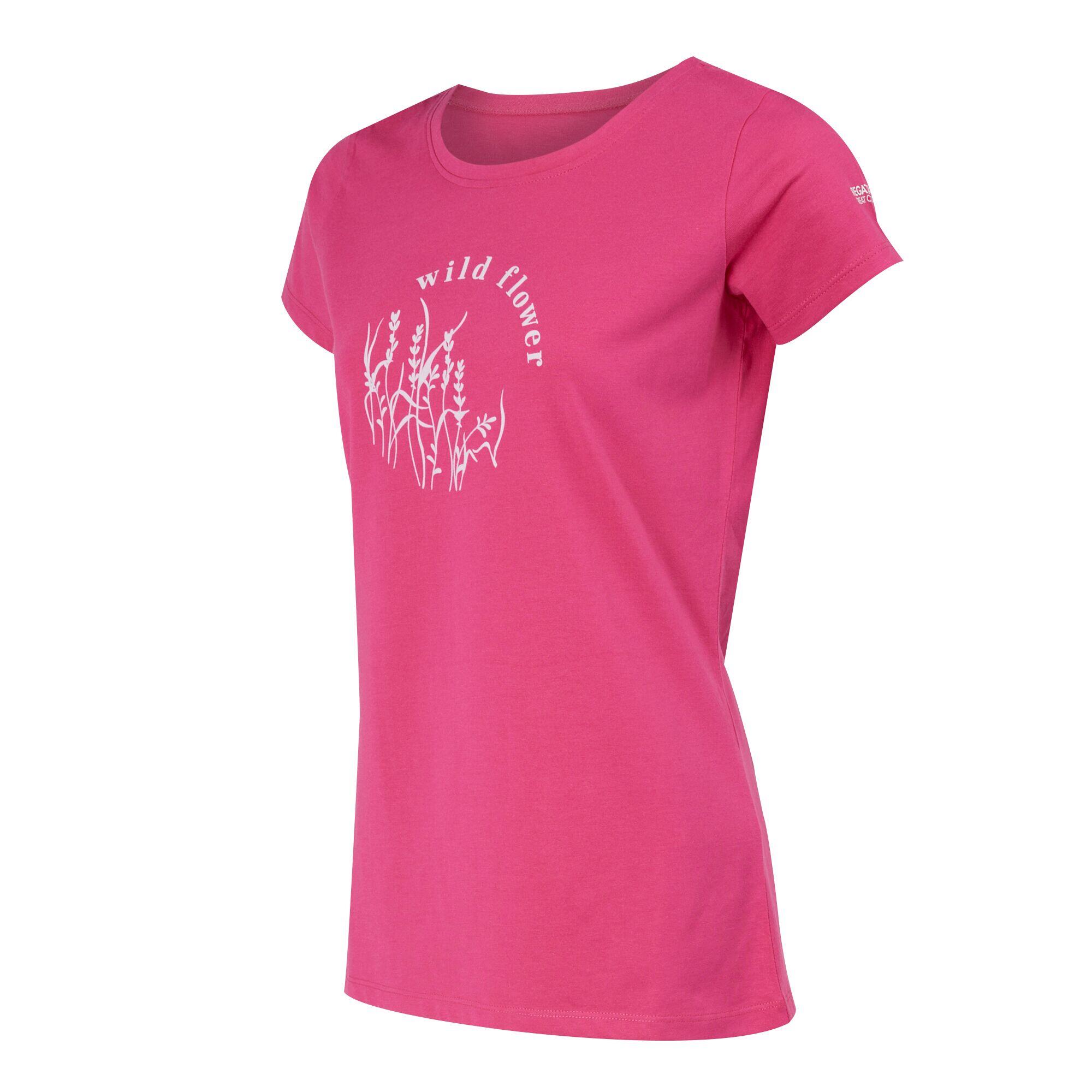 Womens/Ladies Breezed IV Plants TShirt (Flamingo Pink) 3/5