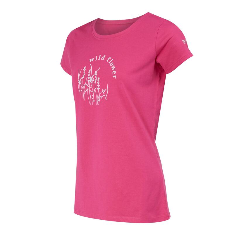 T-Shirt Plantas Breezed IV Mulher Rosa Flamingo