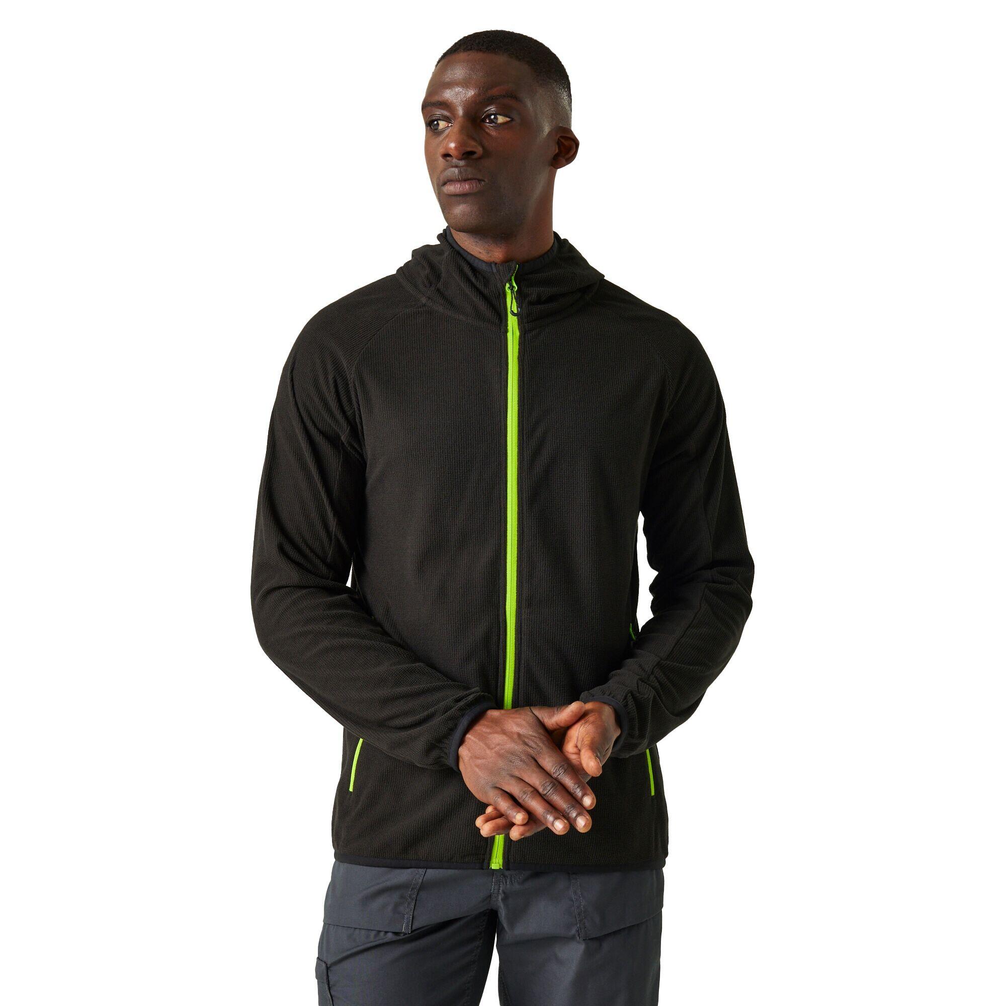 Mens Navigate Full Zip Fleece Jacket (Black/Lime Green) 3/5