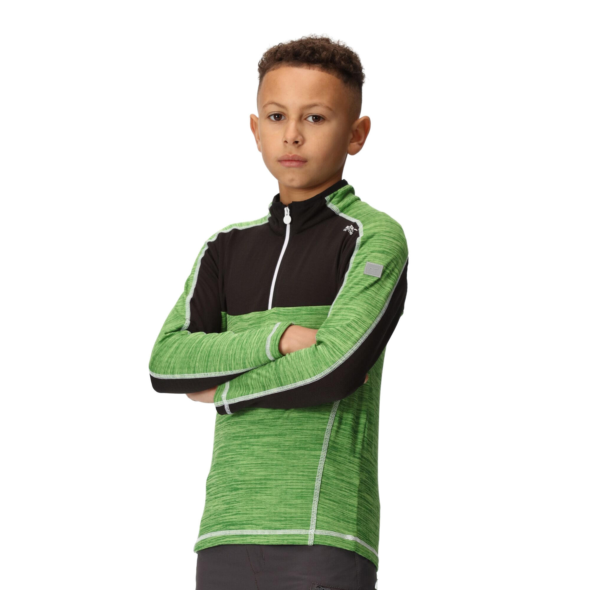 Childrens/Kids Hewley Recycled Half Zip Fleece Top (Jasmine Green/Black) 4/5