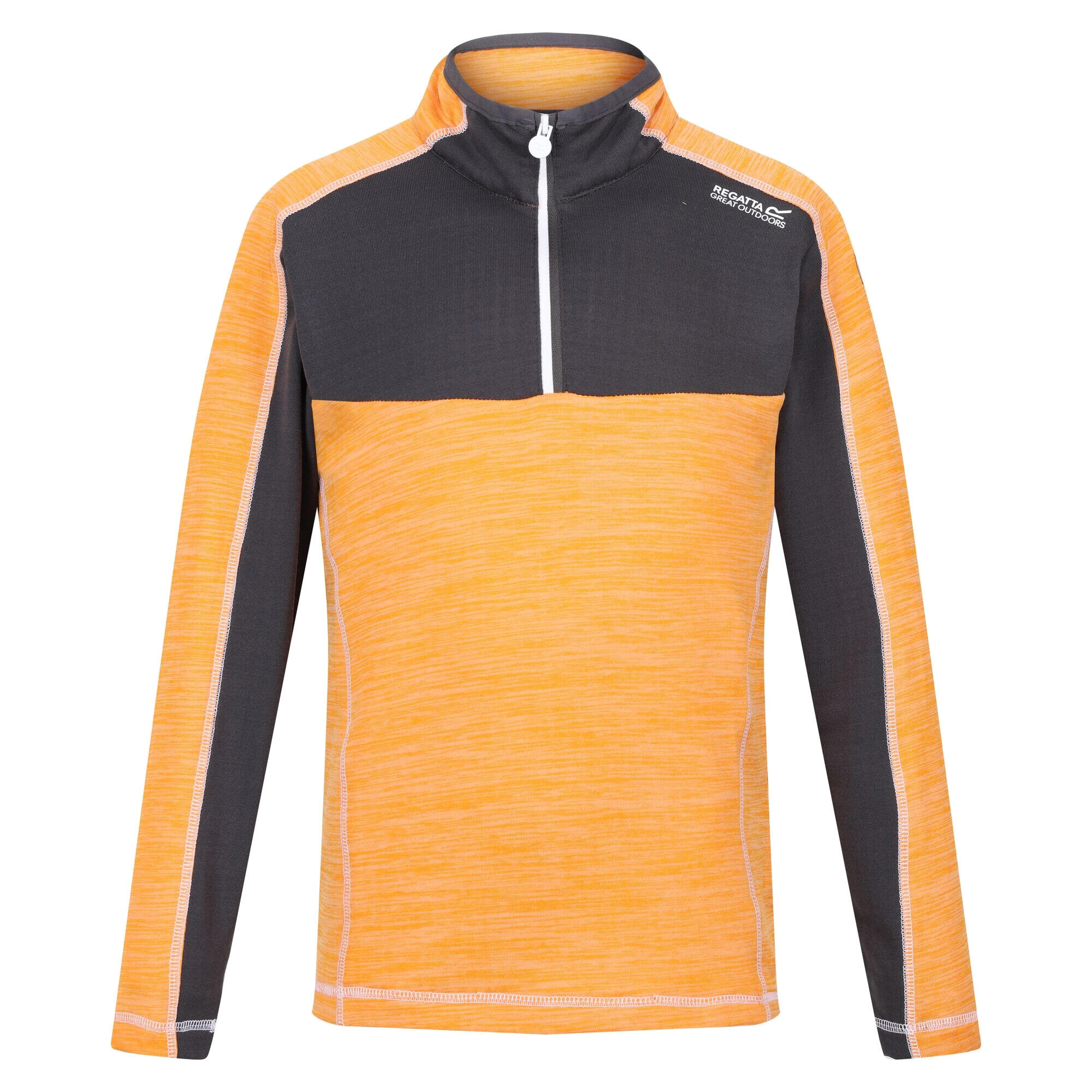 Camisola de lã meio fecho reciclado hewley criança apricot crush/seal grey