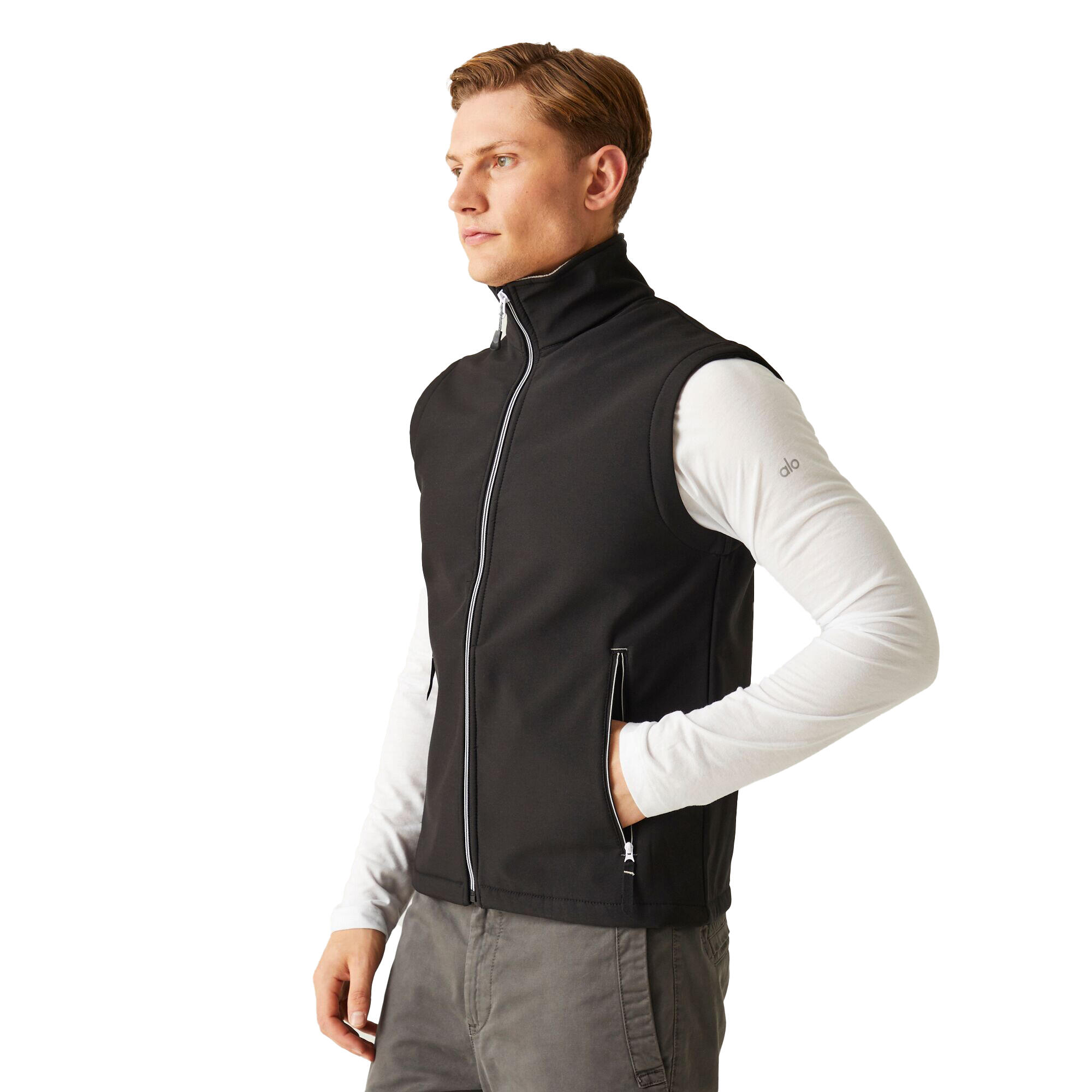 Mens Ascender Softshell 2 Layer Body Warmer (Black/Mineral Grey) 4/5