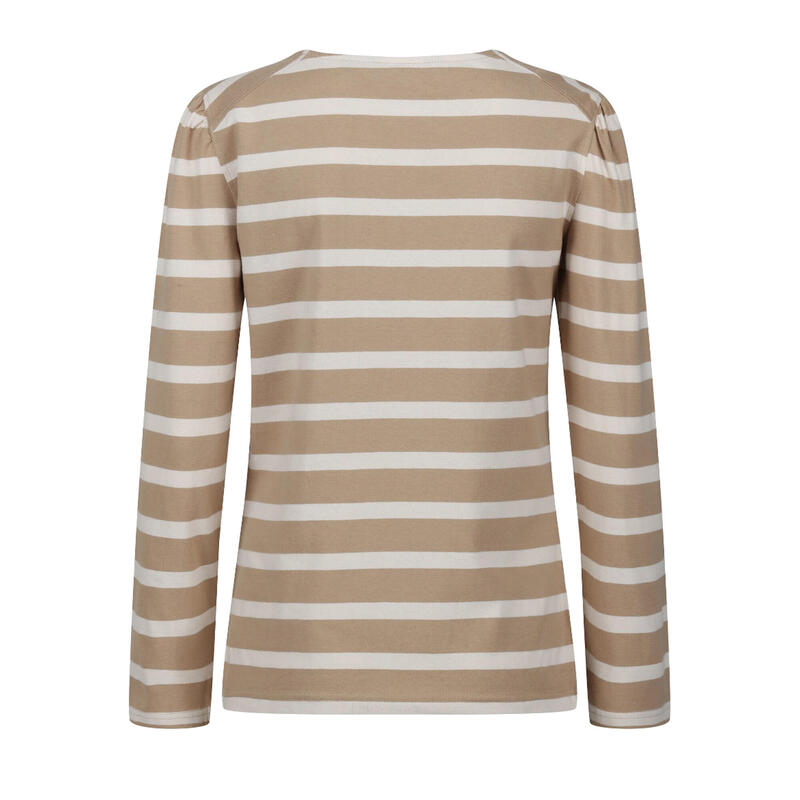 Dames Federica Stripe Tshirt met lange mouwen (Barleycorn/Lichte Vanille)