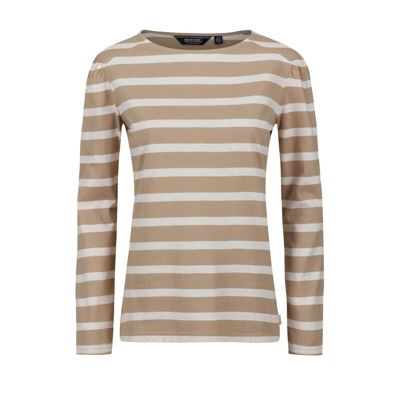 Dames Federica Stripe Tshirt met lange mouwen (Barleycorn/Lichte Vanille)