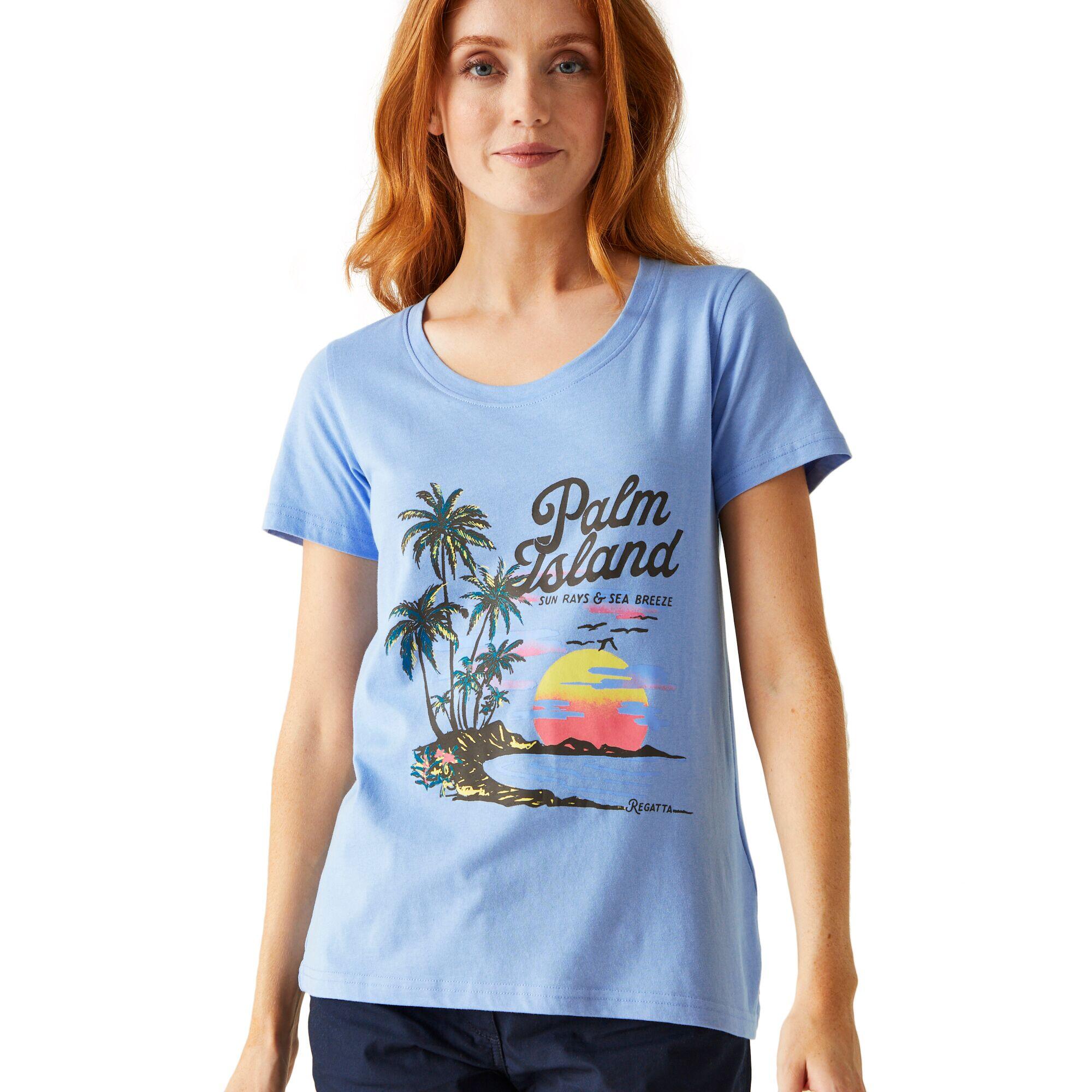 Womens/Ladies Filandra VIII Palm Tree TShirt (Hydrangea Blue) 4/5