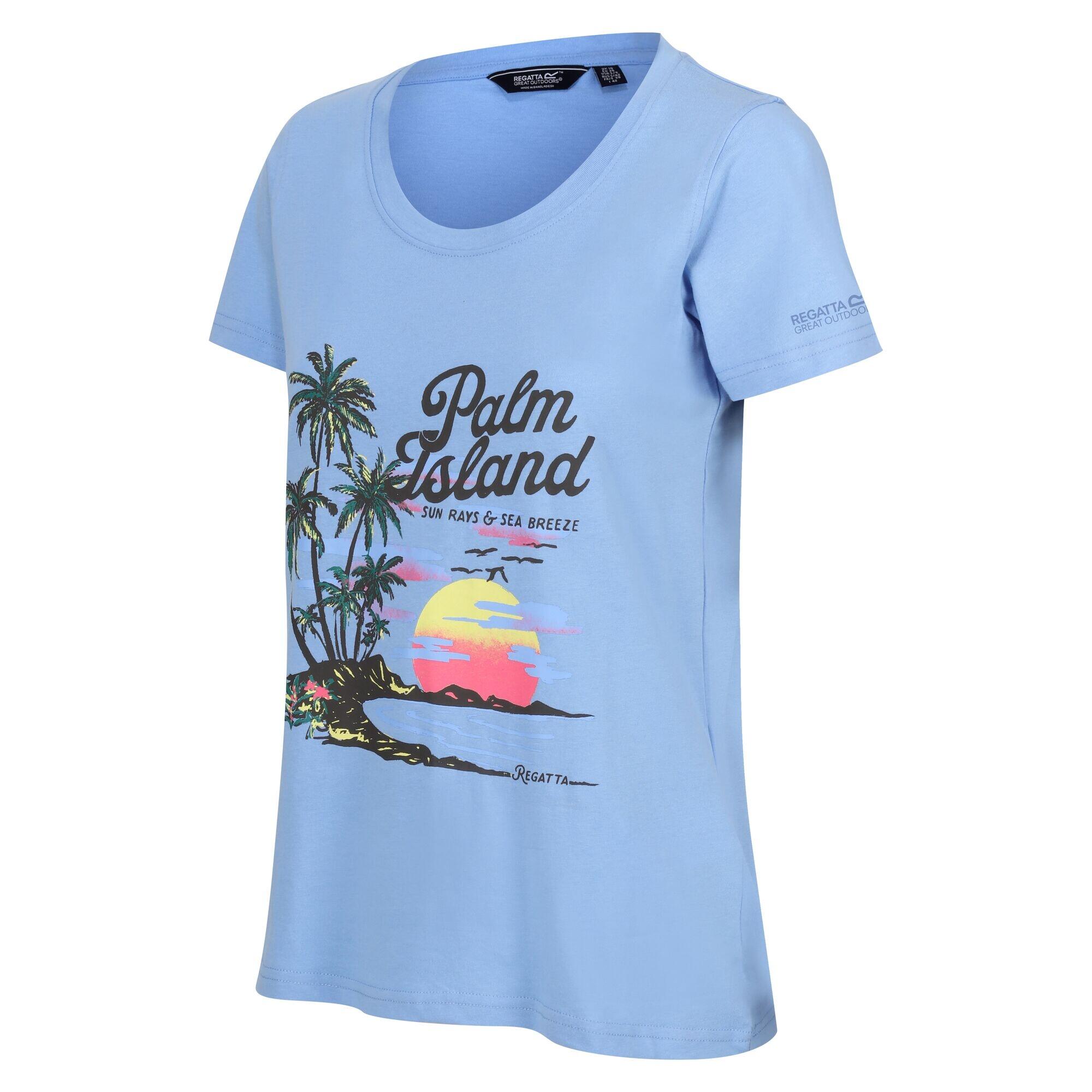 Womens/Ladies Filandra VIII Palm Tree TShirt (Hydrangea Blue) 3/5
