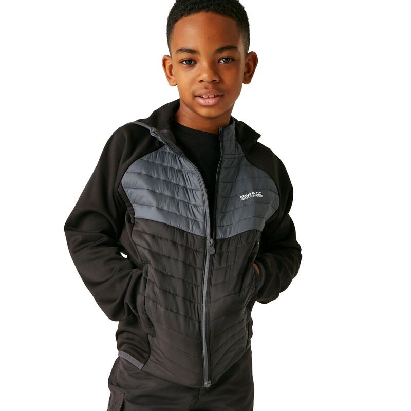 Chaqueta Híbrida Kielder VIII para Niños/Niñas Negro, Gris Seal