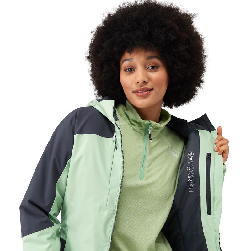 Chaqueta Acolchada Highton de Elástico para Mujer Verde Tranquilo, Gris Seal