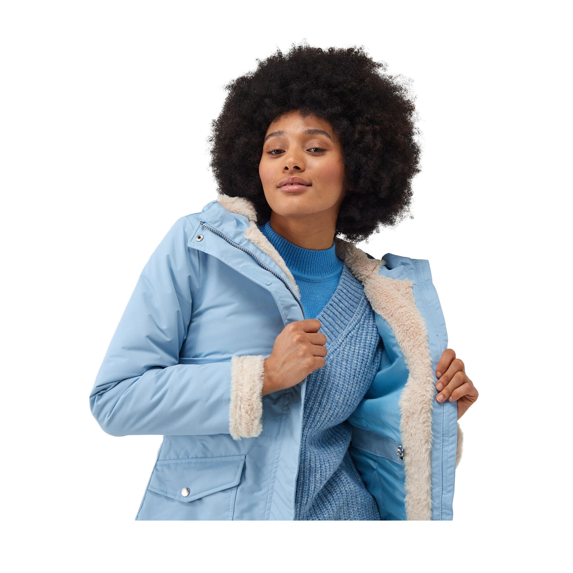 Womens/Ladies Romine Waterproof Parka (Soft Denim/Light Vanilla) 3/5