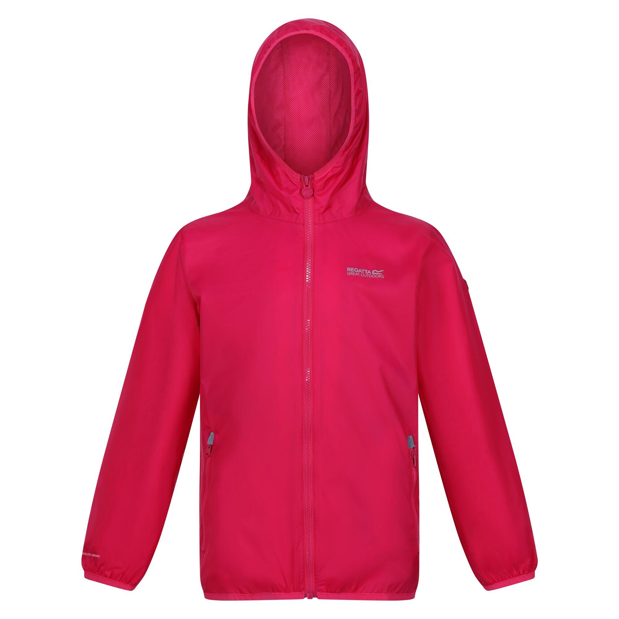 REGATTA Great Outdoors Childrens/Kids Lever II Packaway Rain Jacket (Pink Potion)
