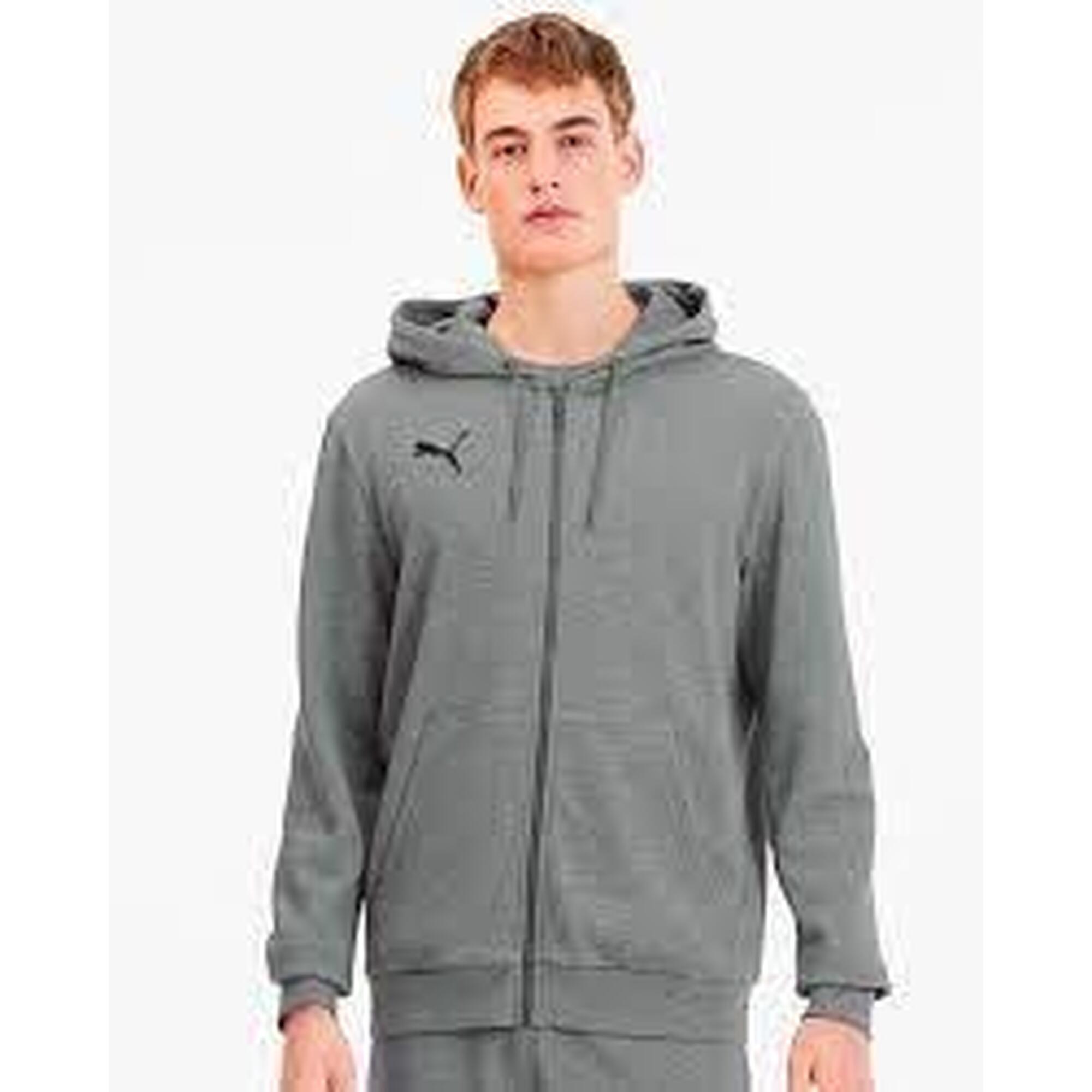 Felpa con cappuccio full zip uomo puma grigio