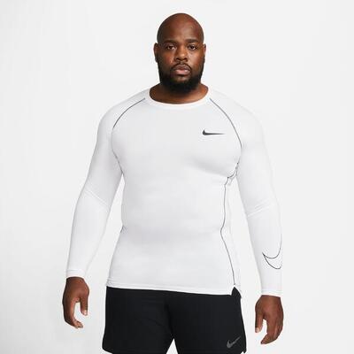 Maglie maniche lunghe da palestra uomo nike bianco