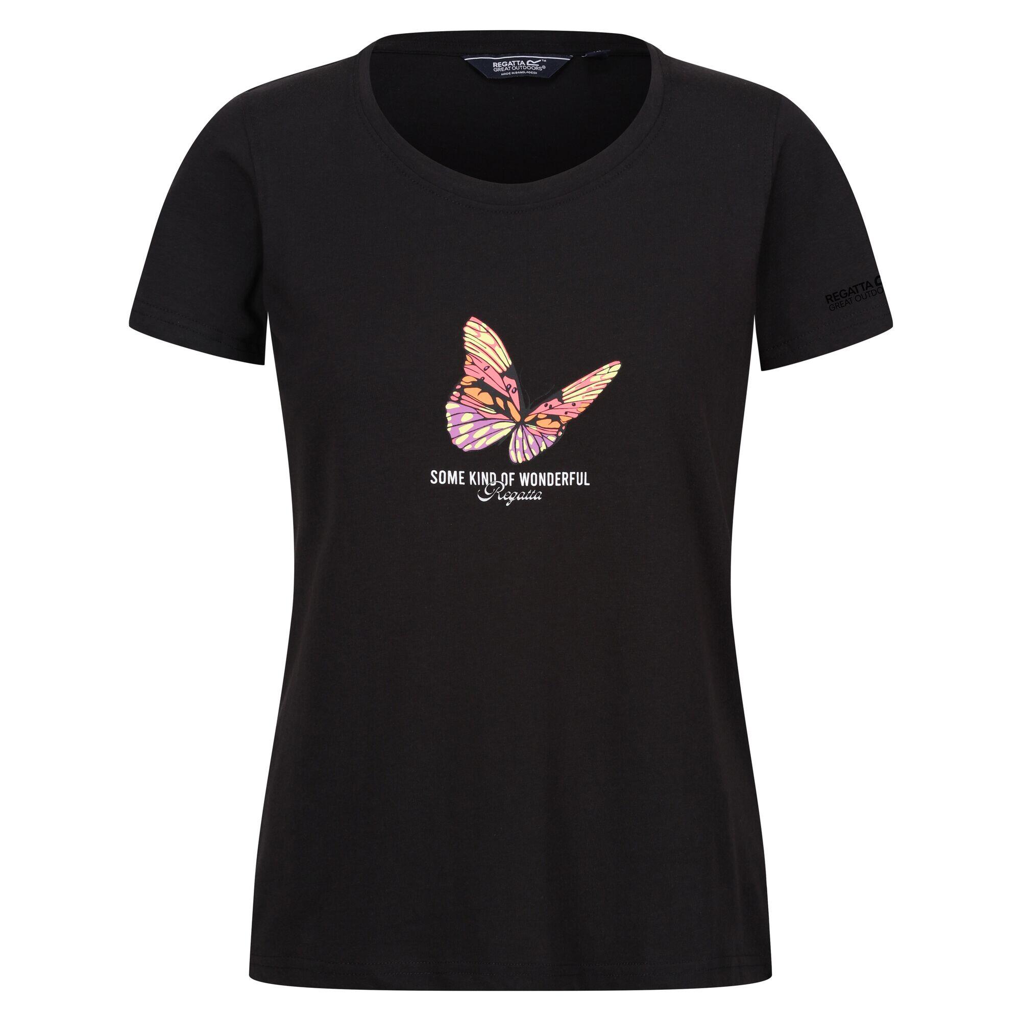 Womens/Ladies Filandra VIII Butterfly TShirt (Black) 1/5