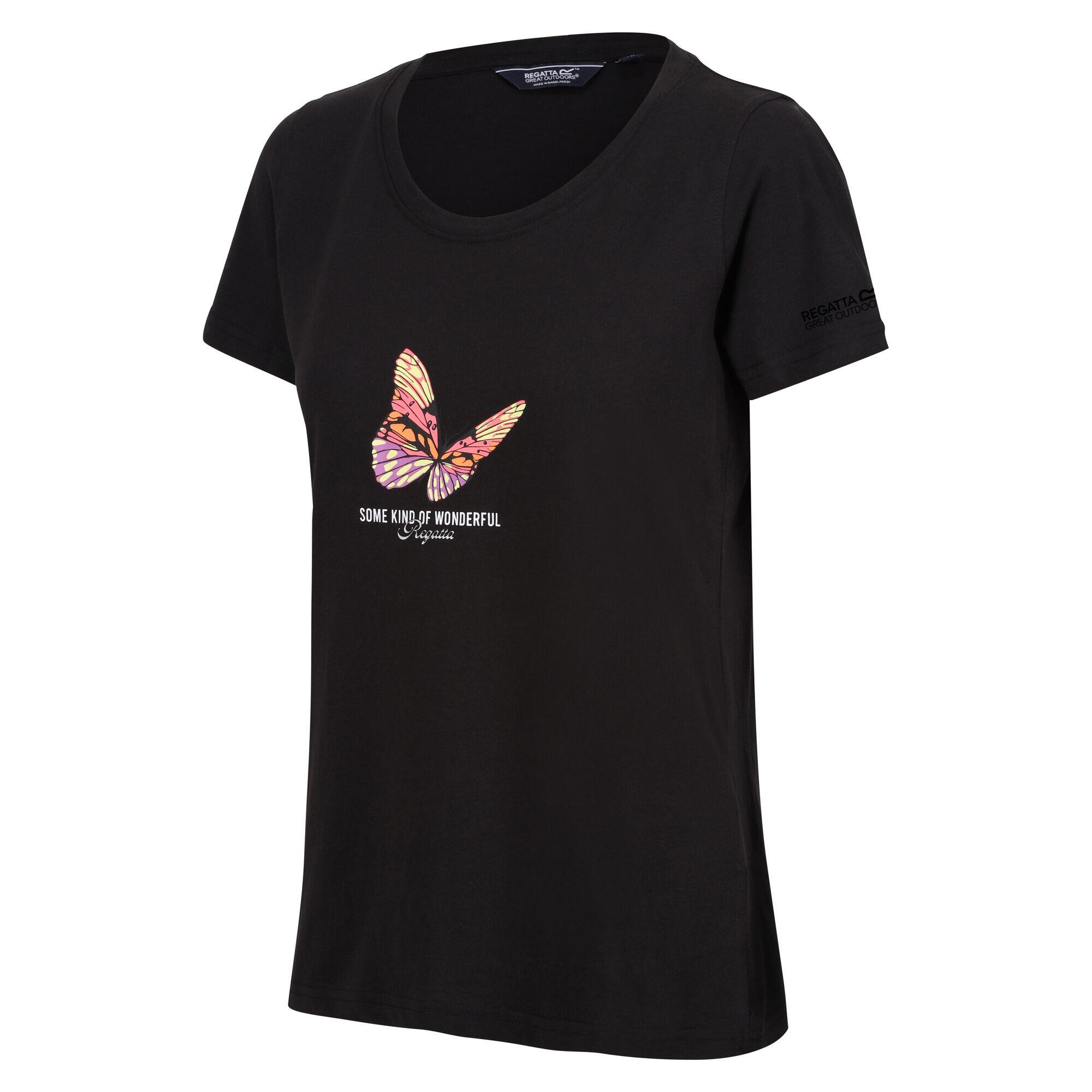 Womens/Ladies Filandra VIII Butterfly TShirt (Black) 3/5