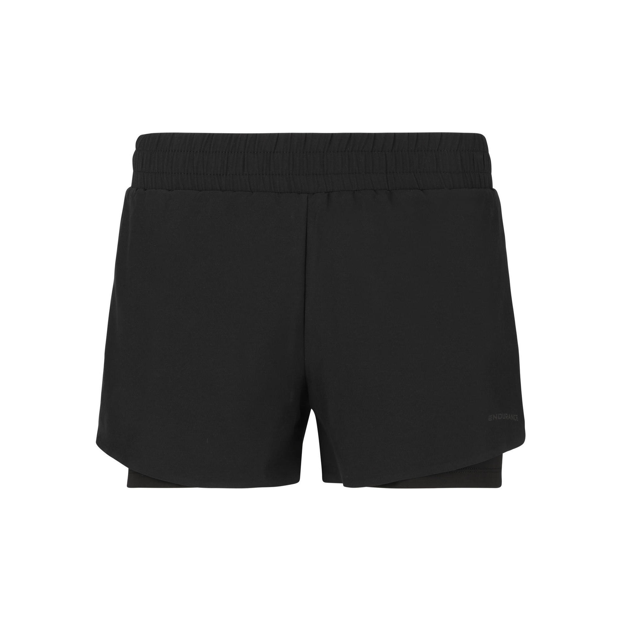 Endurance - Short 2 En 1 Femme Endurance Val - Shorty De Running - Noir - 42 M/l - Decathlon