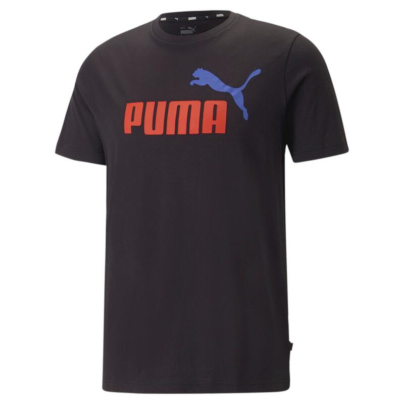 Camiseta PUMA ESS+ 2 Col Logo en Algodón Fitness Hombre. Negro.