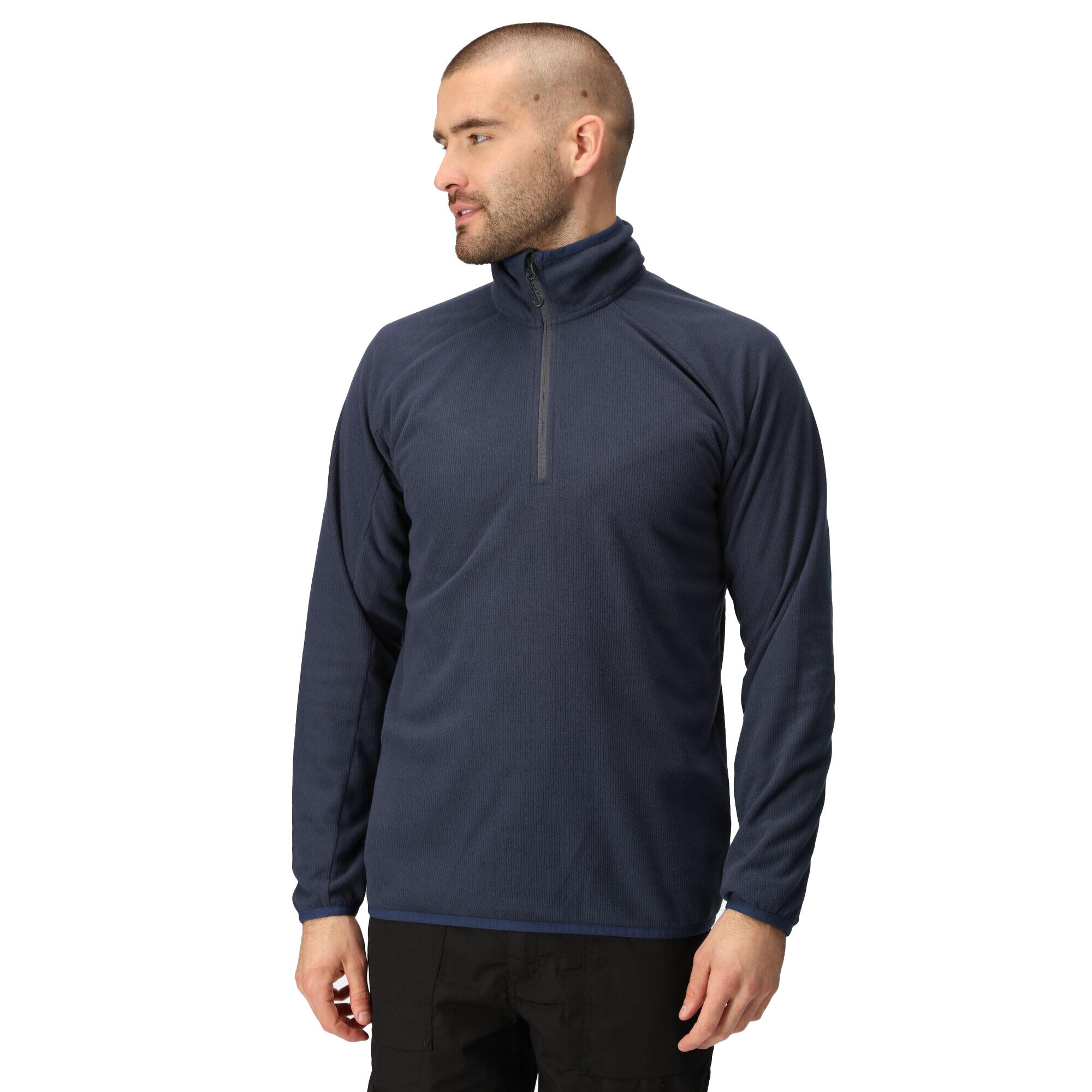 Heren fleece top met halve rits (Marine/Seal Grey) 3/5