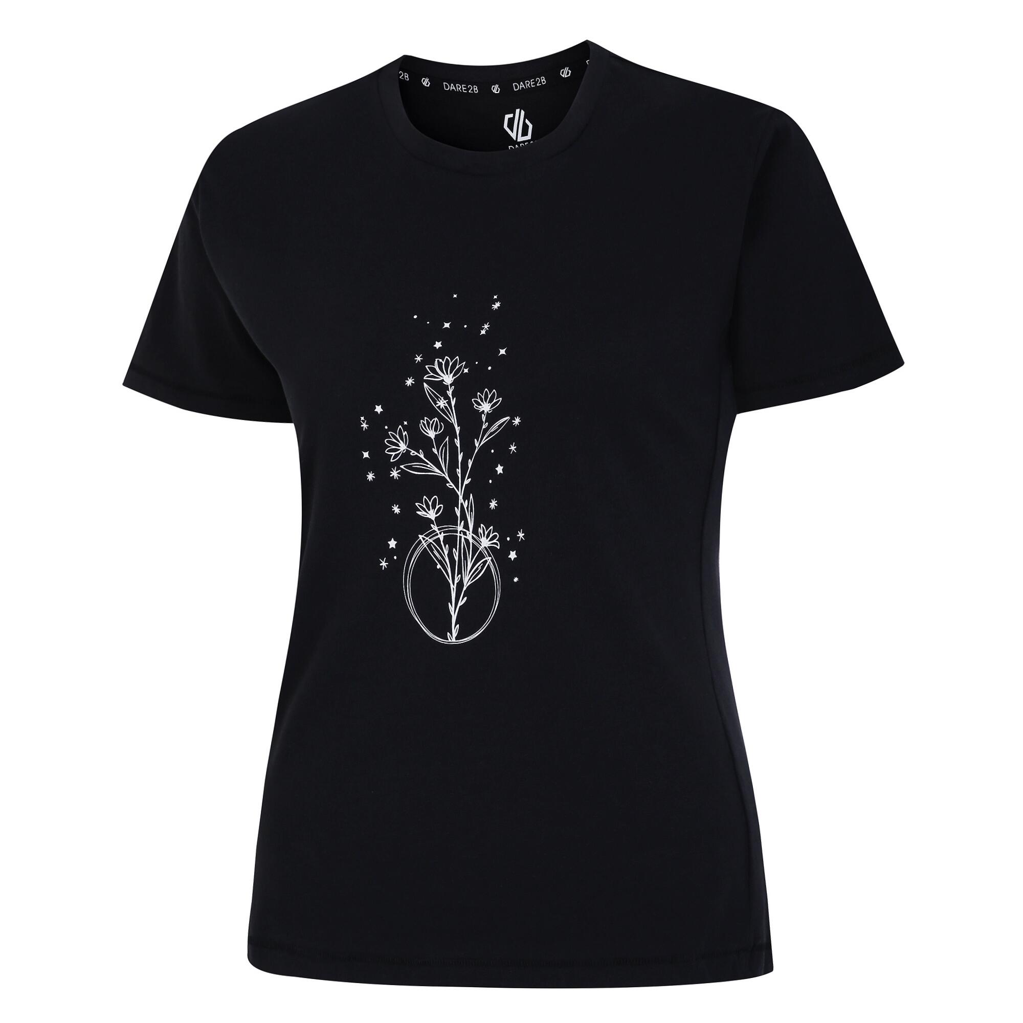 Womens/Ladies Tranquility II Flowers TShirt (Black) 3/5