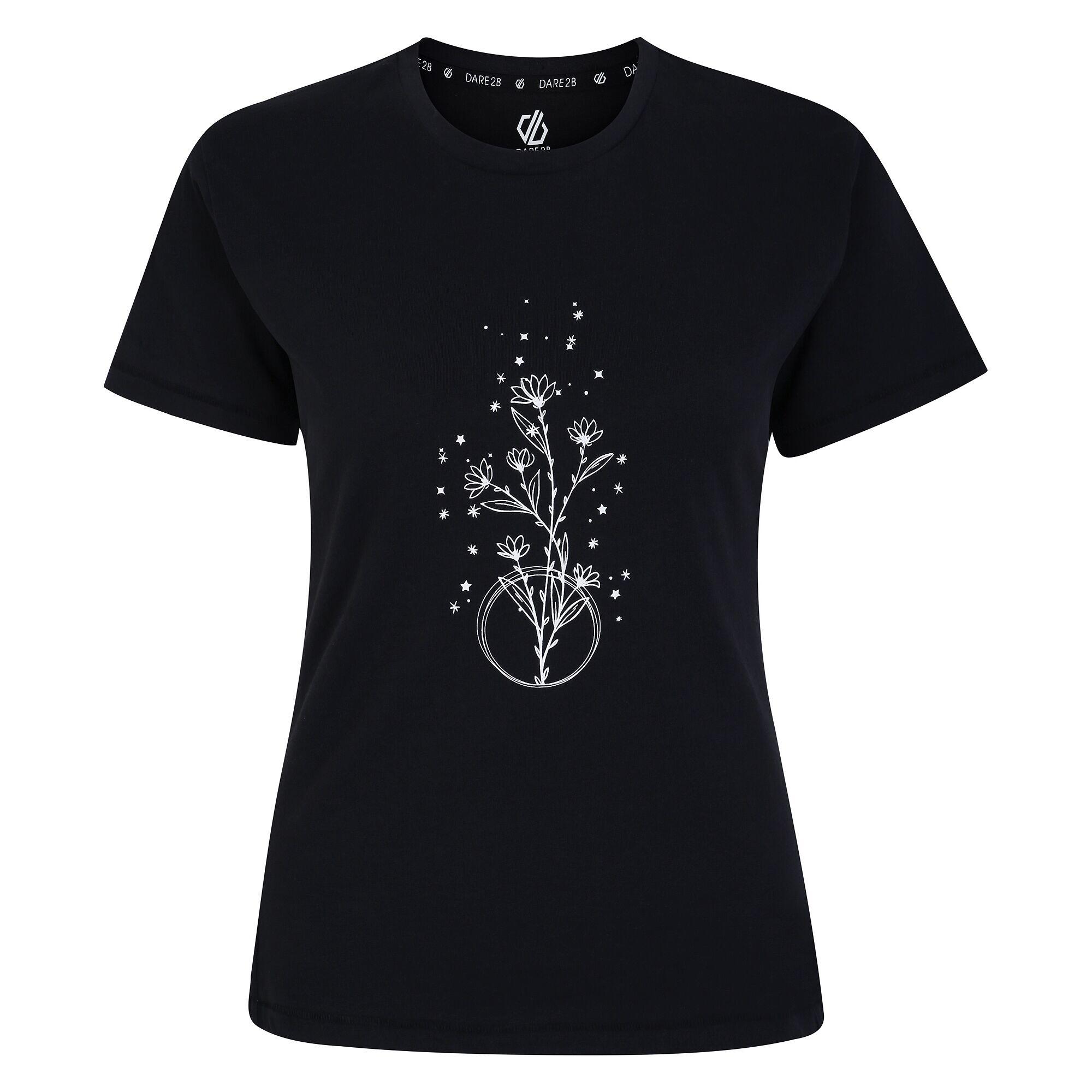 Womens/Ladies Tranquility II Flowers TShirt (Black) 1/5