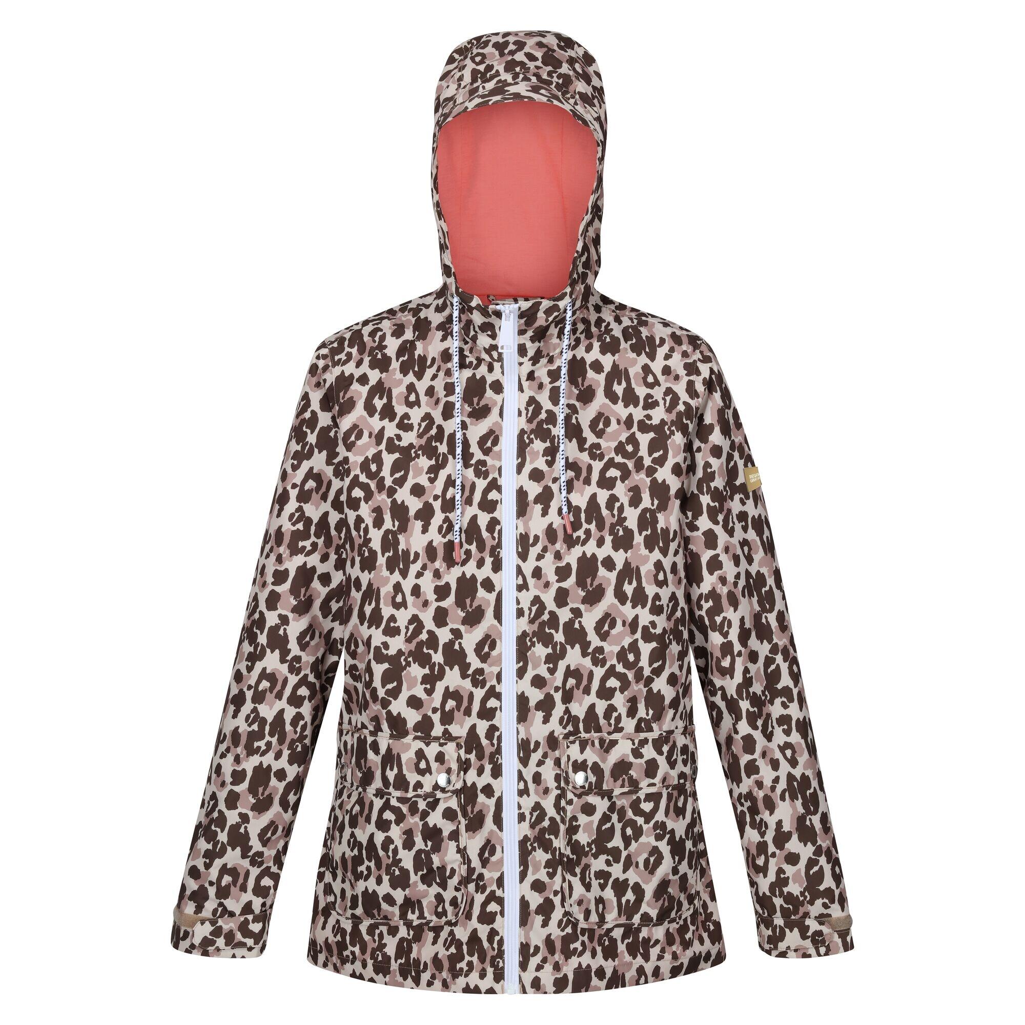 Womens/Ladies Bayletta Leopard Print Waterproof Jacket (Brown) 1/5