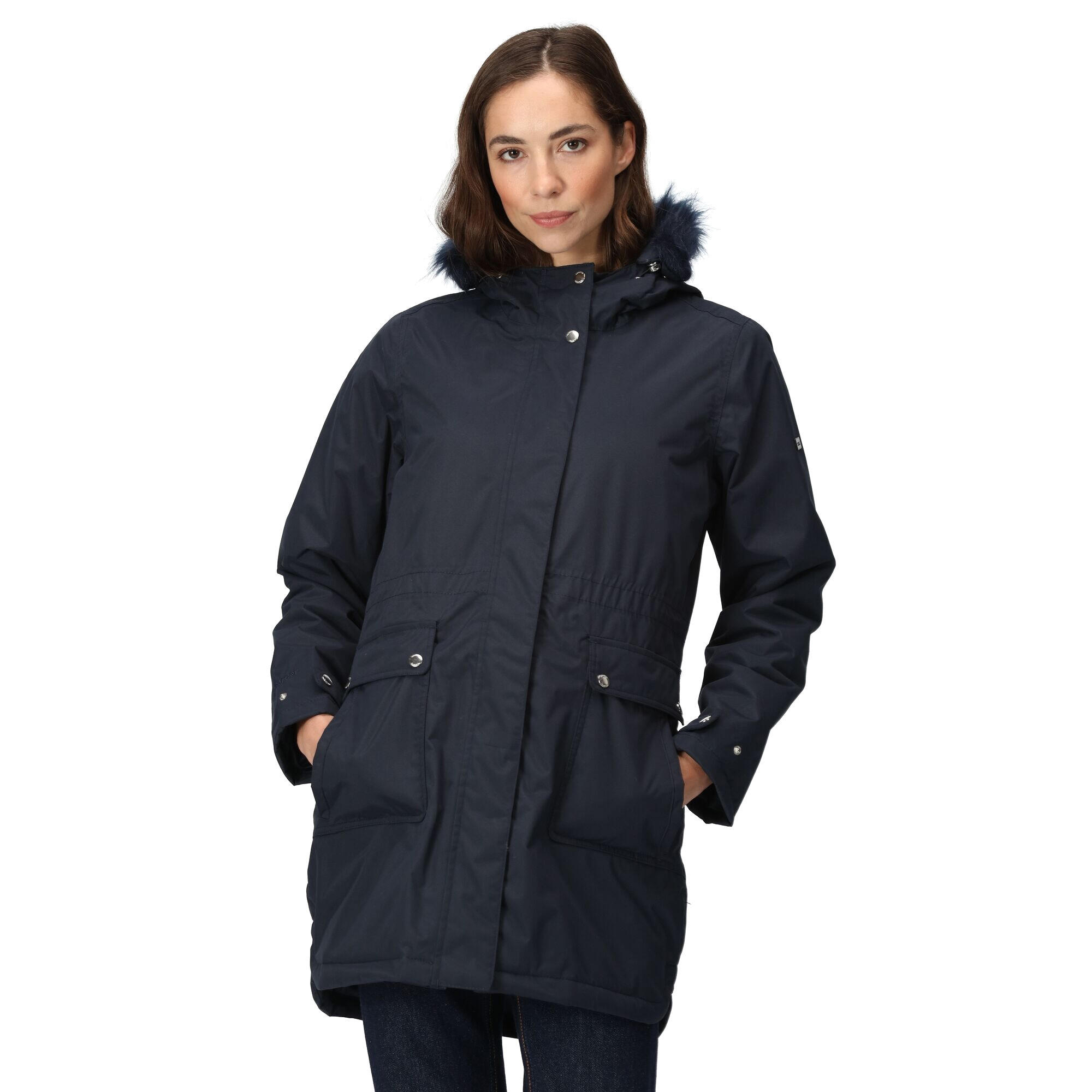 Womens/Ladies Sabinka Faux Fur Trim Parka (Navy) REGATTA | Decathlon