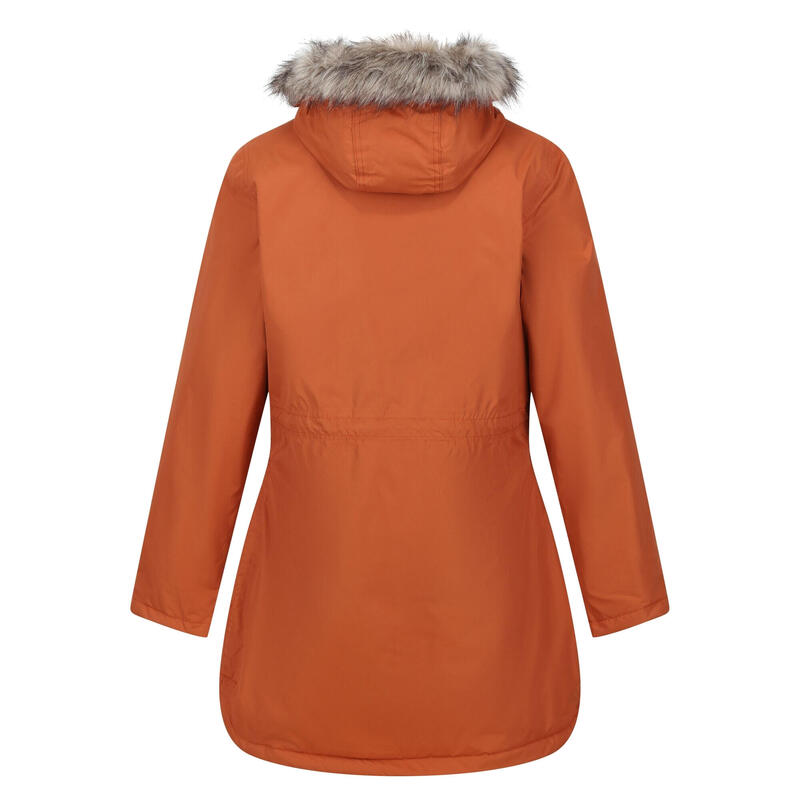 Dames Sabinka parka met bontrand (Verbrand koper)