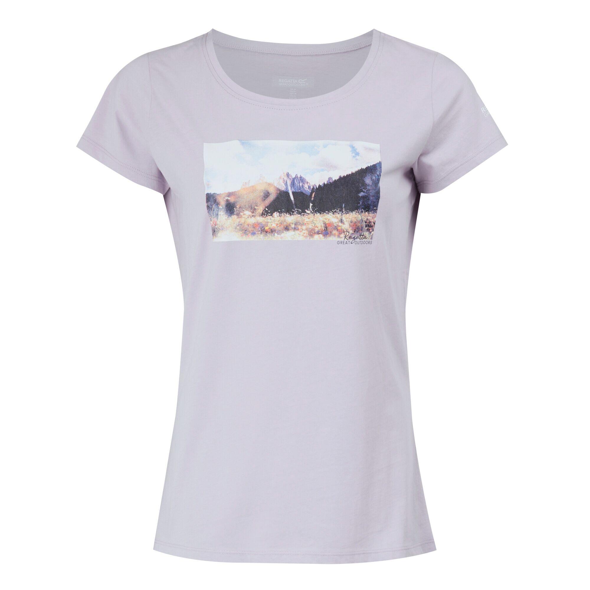 Womens/Ladies Breezed IV Mountain TShirt (Lilac Frost) 1/5