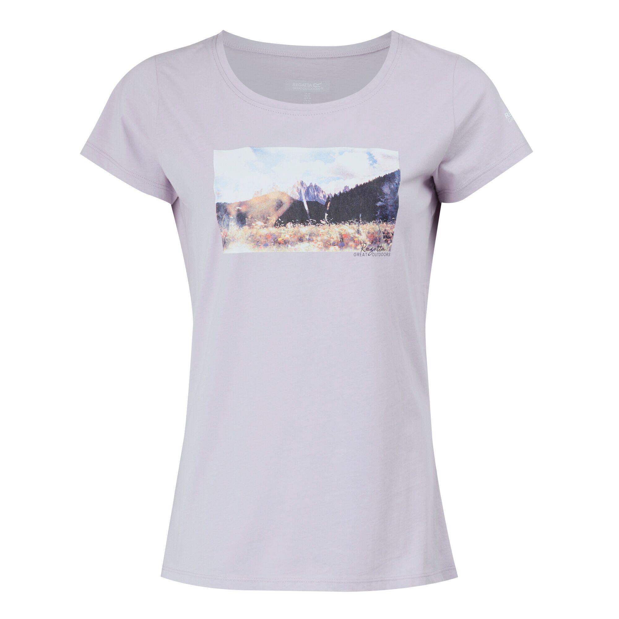 Regatta - Tshirt Motif/style Montagne Breezed Femme (lilas Pâle) - T-shirt Manches Courtes - Mauve|rose|violet - 52 2xl - Decathlon