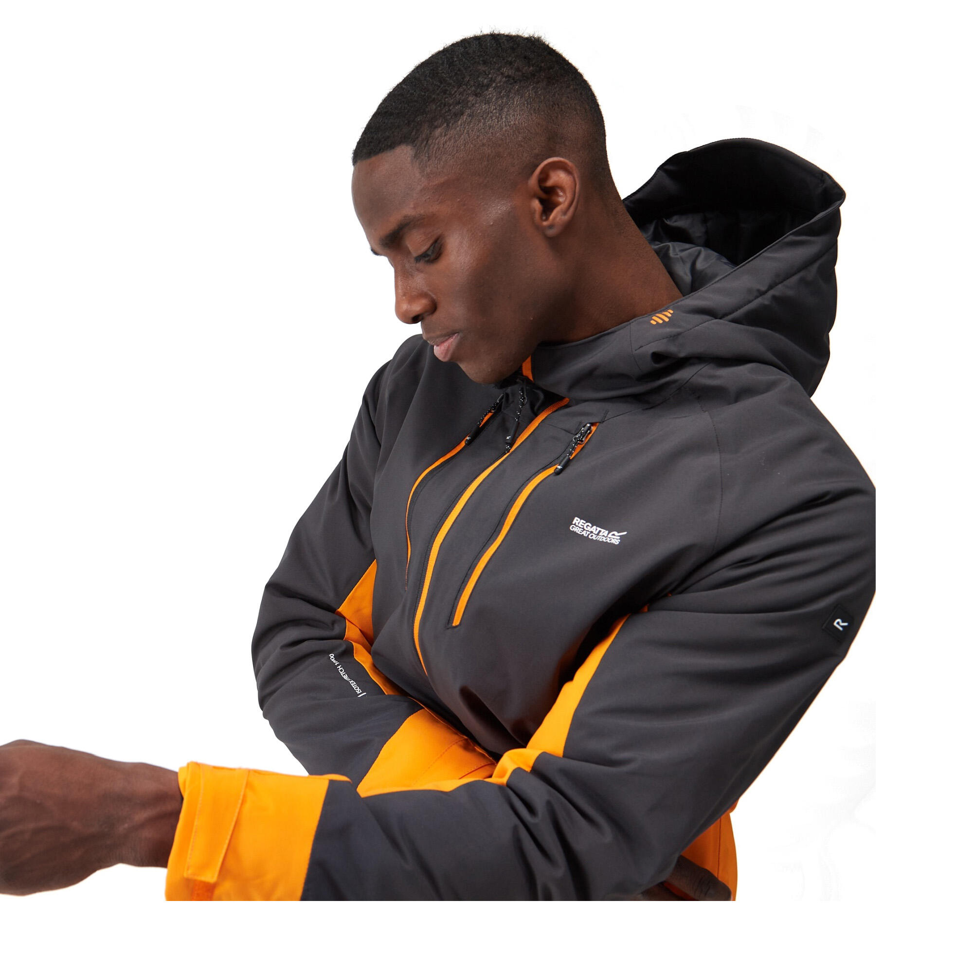 Veste Imperméable HIGHTON Homme (Cendre / Orange) 4/5