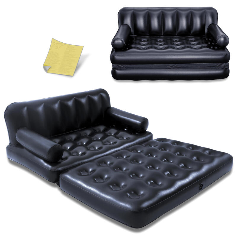 Colchón Hinchable Senderismo Inflable 188 x 152 x 64 cm Negro