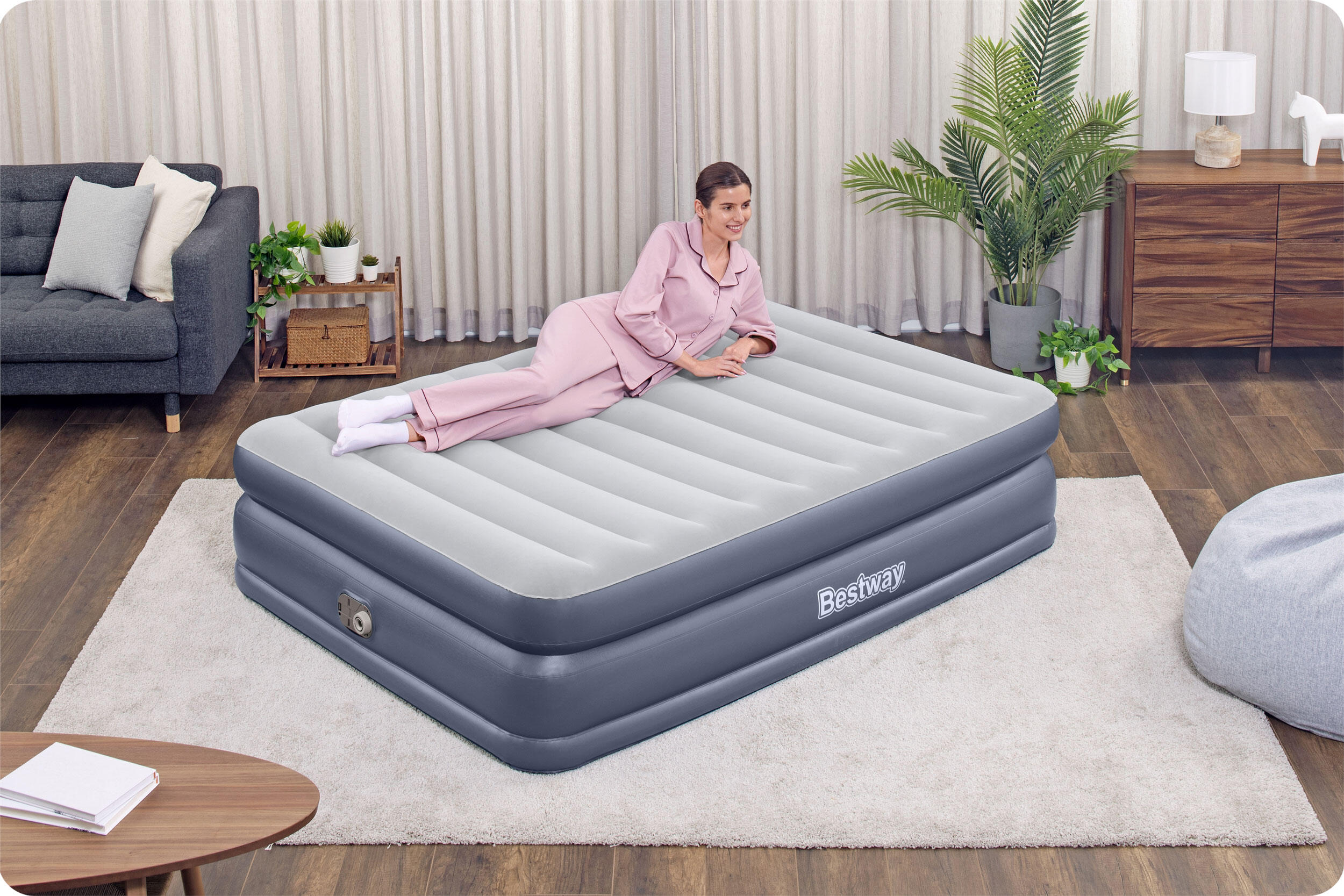 Colchão Insuflável Caminhada Adulto Com Bomba 203x152x51cm 6/7