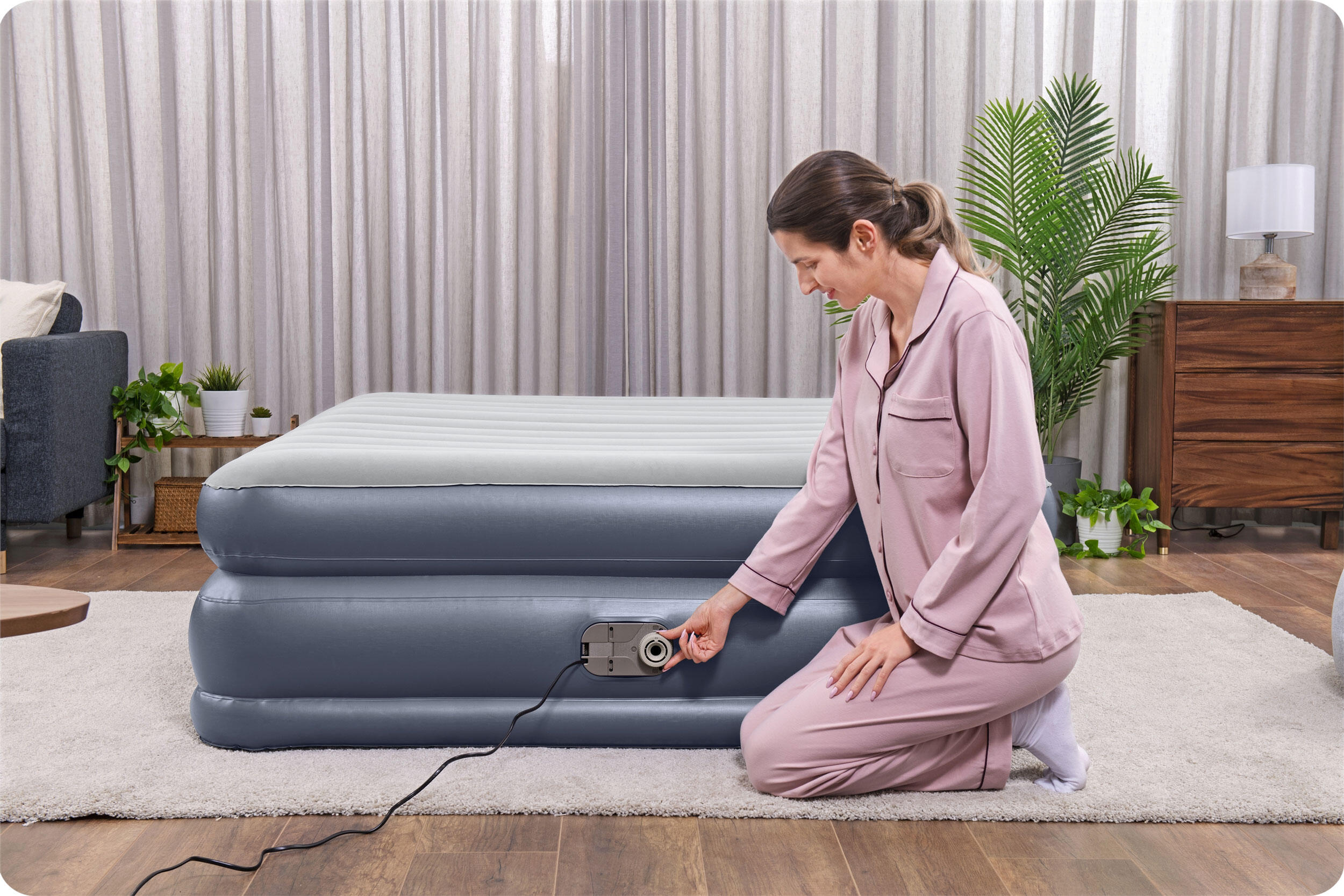 Colchão Insuflável Caminhada Adulto Com Bomba 203x152x51cm 5/7