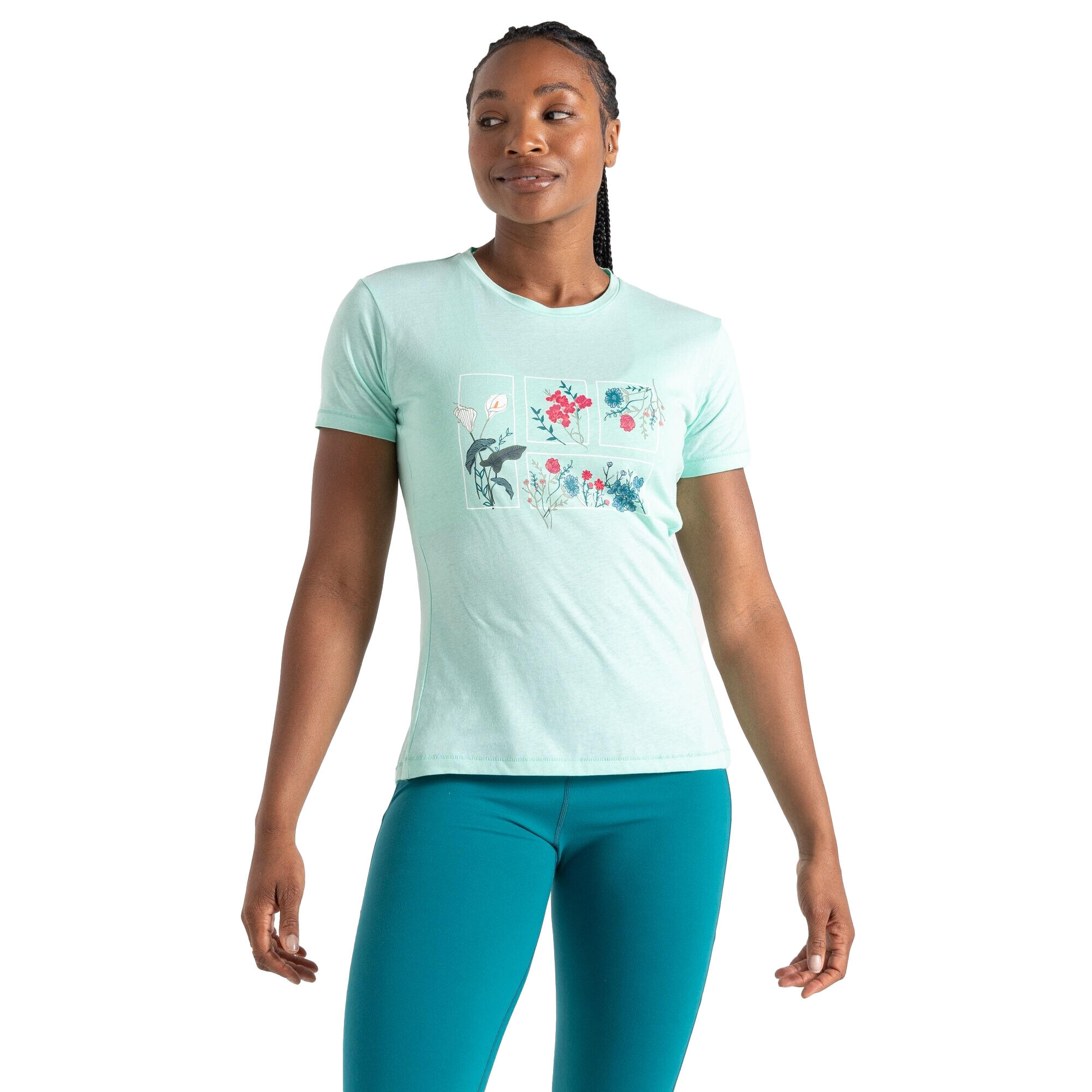 Womens/Ladies Tranquility II Floral TShirt (Mint Green) 4/5