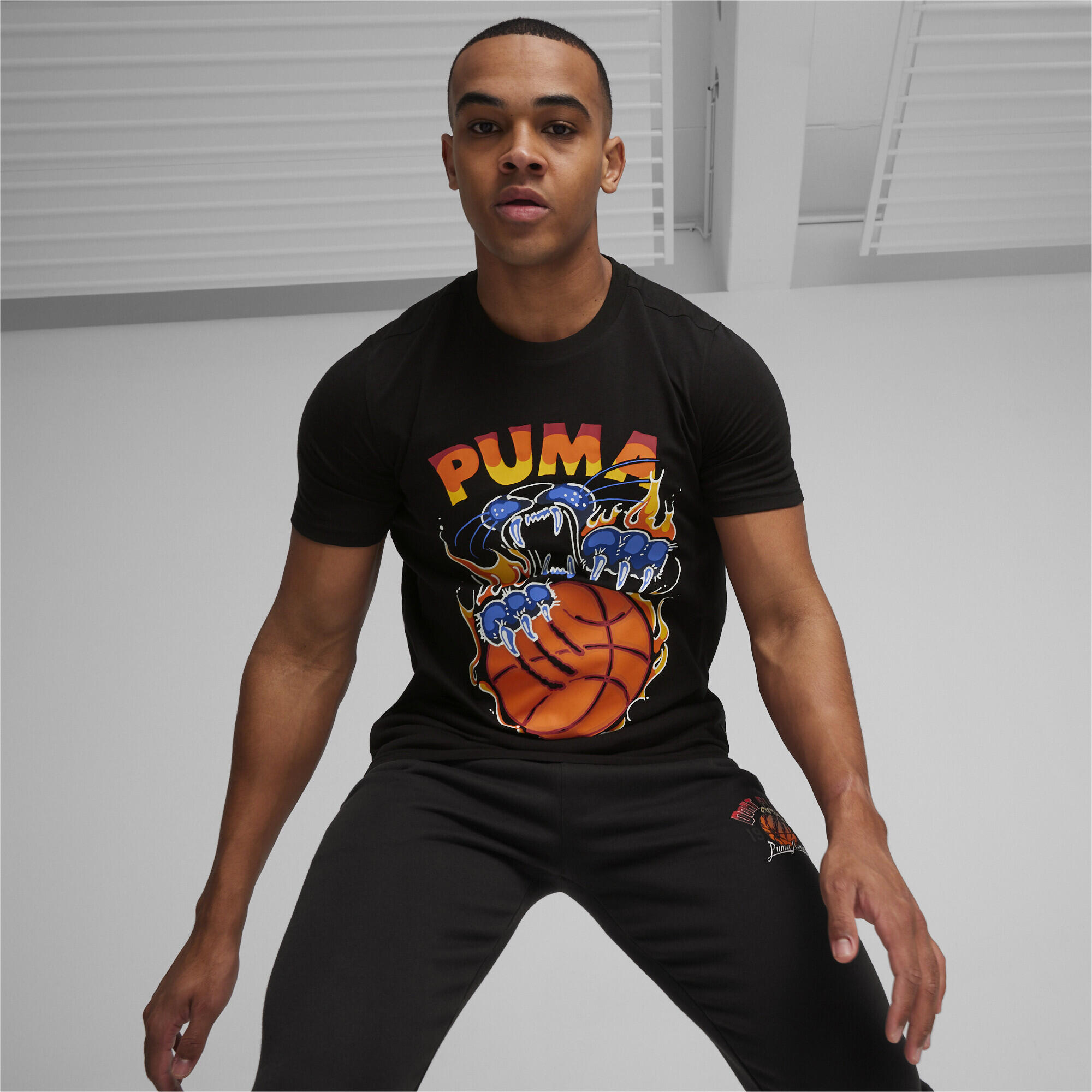 T-shirt da basket TSA da uomo PUMA Black 2/6