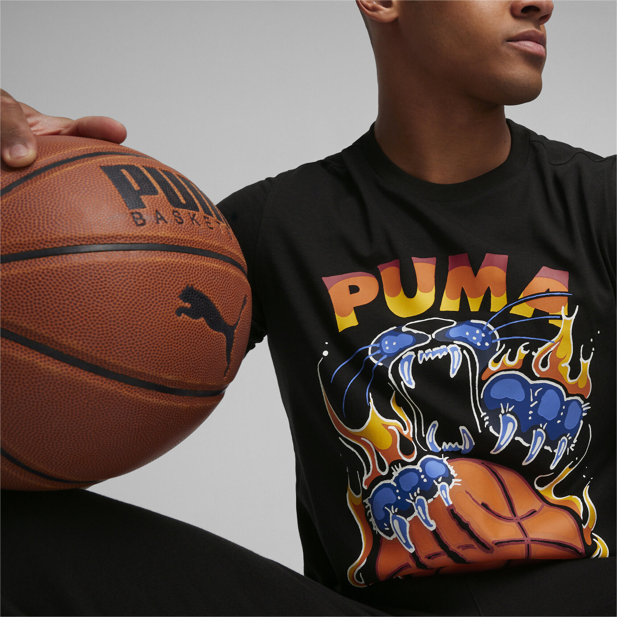 T-shirt da basket TSA da uomo PUMA Black 3/6