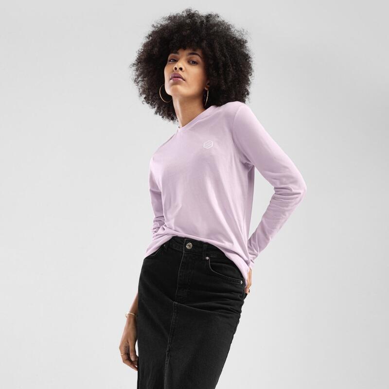 Camisola de manga comprida de algodão mulher Lifestyle Roots-W SIROKO Roxo